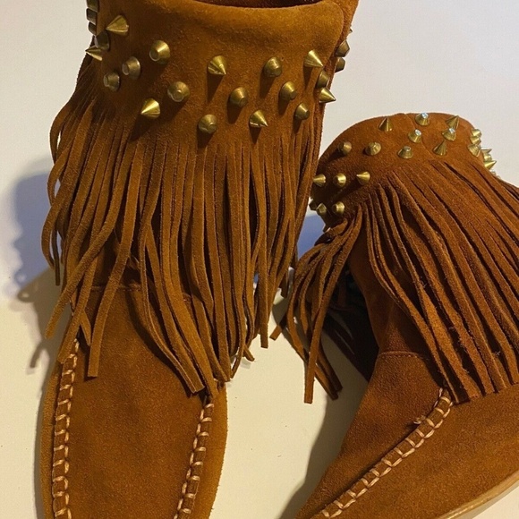 Trafaluc Zara Womens Flat Booties Fringe Brown Size US 6.5 - Picture 10 of 13